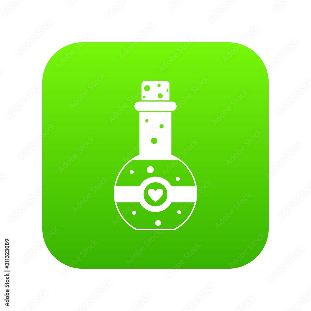 Flask of love elixir icon digital green for any design isolated on white vector illustration Flask of love elixir icon digital green for any design isolated on white vector illustration