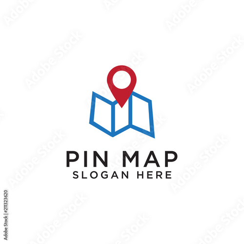 Pin map logo design template