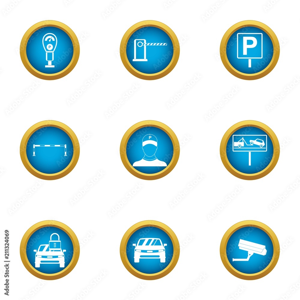 Carpark icons set. Flat set of 9 carpark vector icons for web isolated on white background Carpark icons set. Flat set of 9 carpark vector icons for web isolated on white background