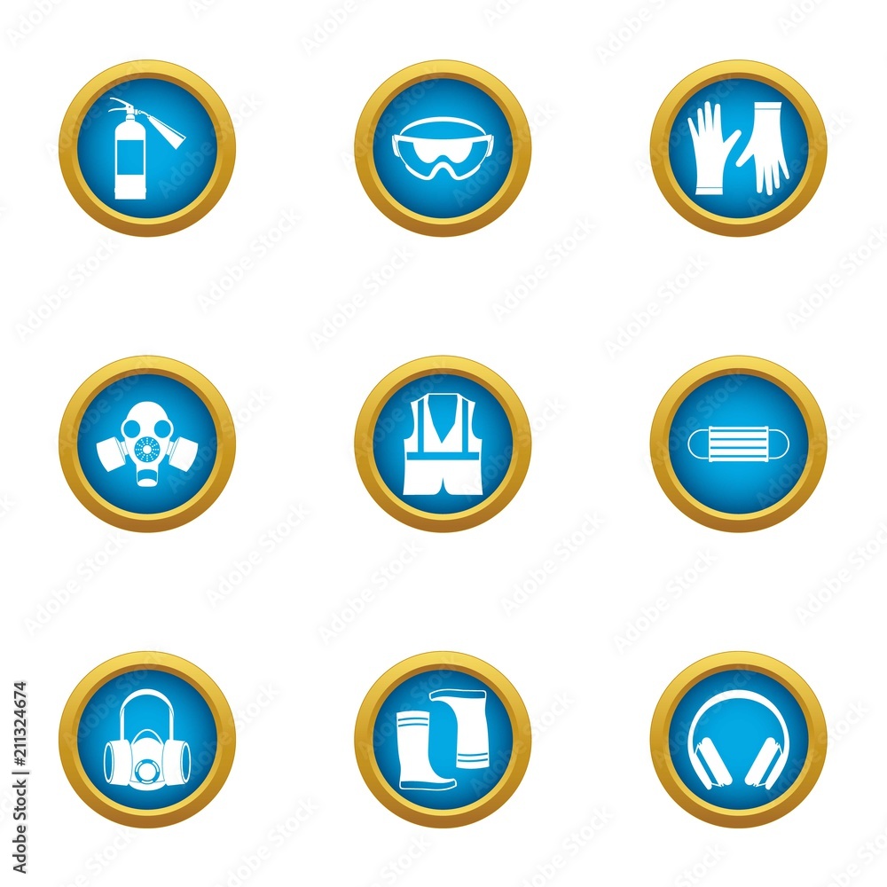 Safety icons set. Flat set of 9 safety vector icons for web isolated on white background
