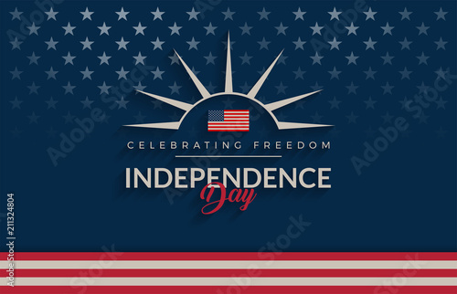 Independence Day USA blue background, vintage / retro feel. The United States flag, Independence Day lettering vector