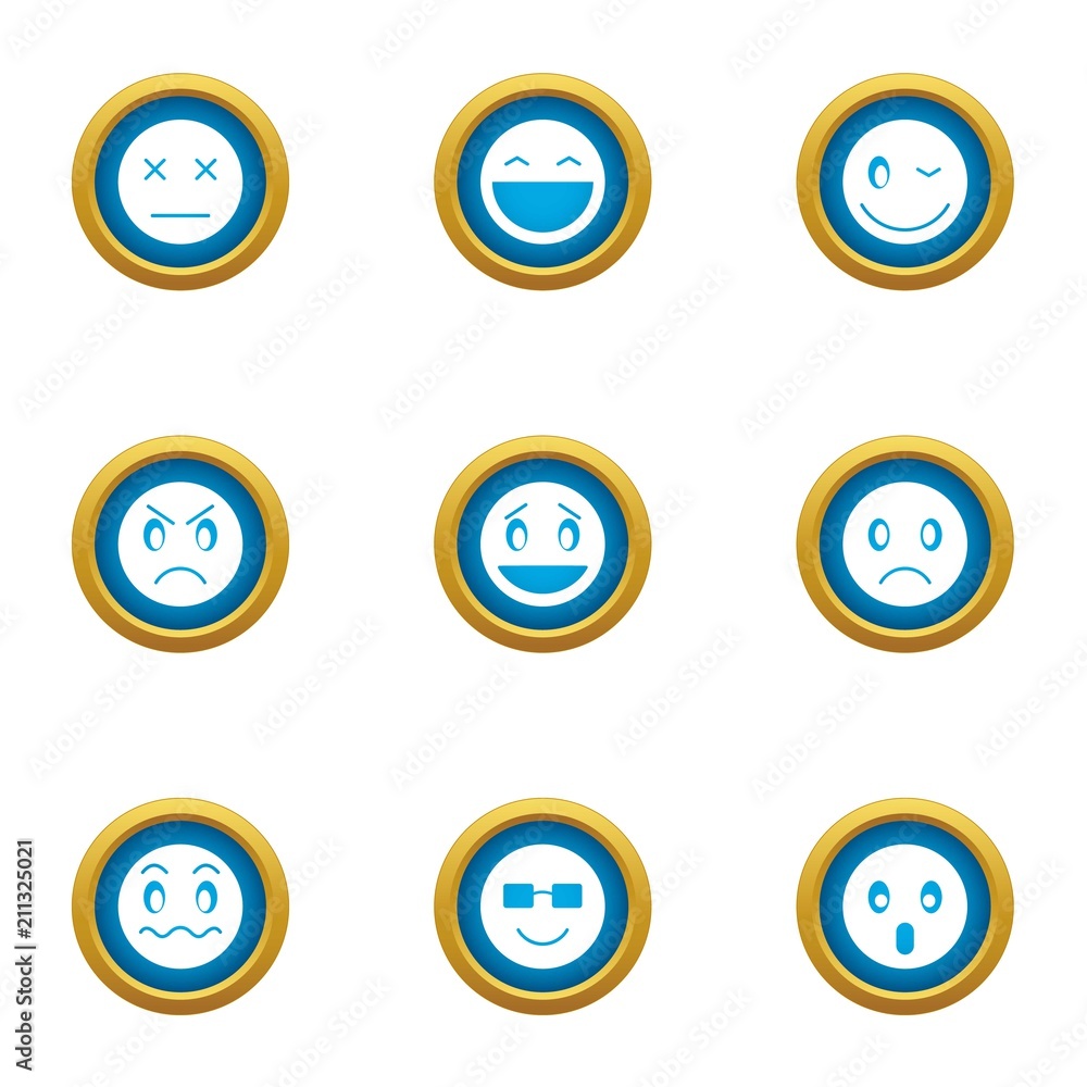 Grin icons set. Flat set of 9 grin vector icons for web isolated on white background Grin icons set. Flat set of 9 grin vector icons for web isolated on white background