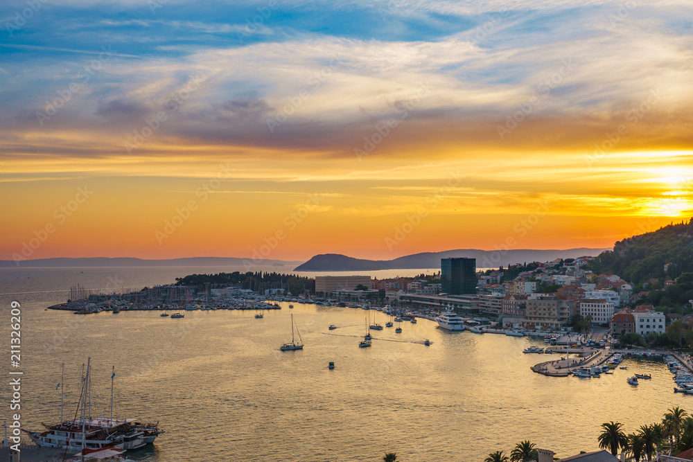 Coast of Split sunset, Dalmatia, Croatia