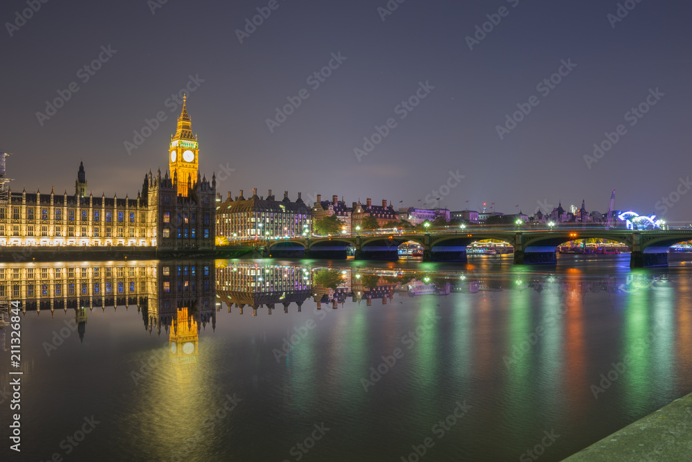 Big Ben in London at night.  United Kingdom