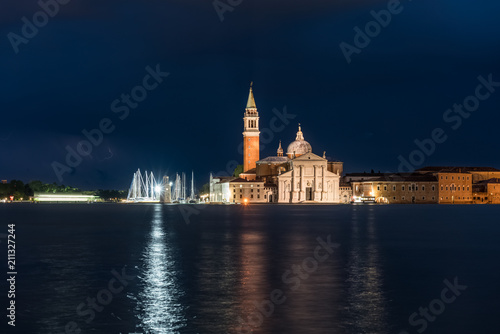 San Giorgio Maggiore church at night in Venice  Italy