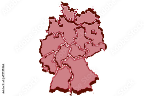 Mapa rojo de Alemania.