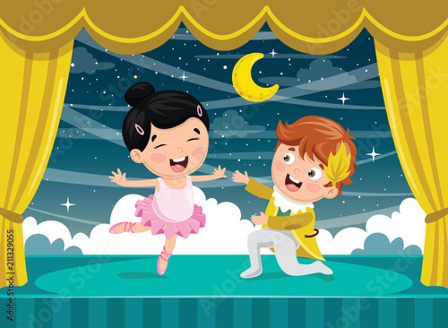 Vector Illustration Of Children Dancing