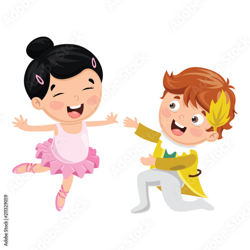 Vector Illustration Of Children Dancing