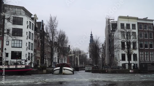 Amsterdam canal in ice.