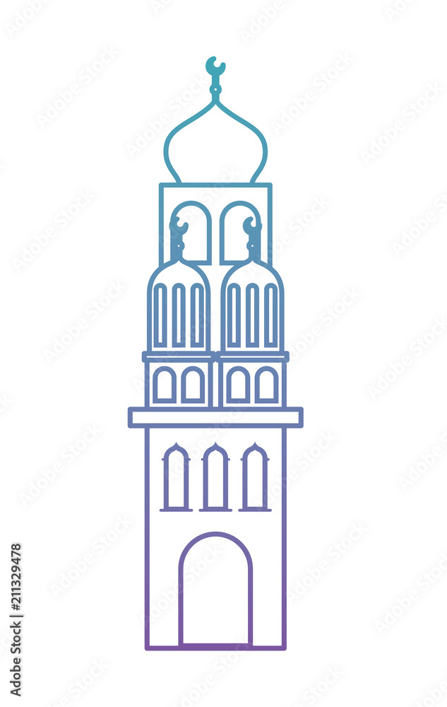arabic castle tower with moon vector illustration design