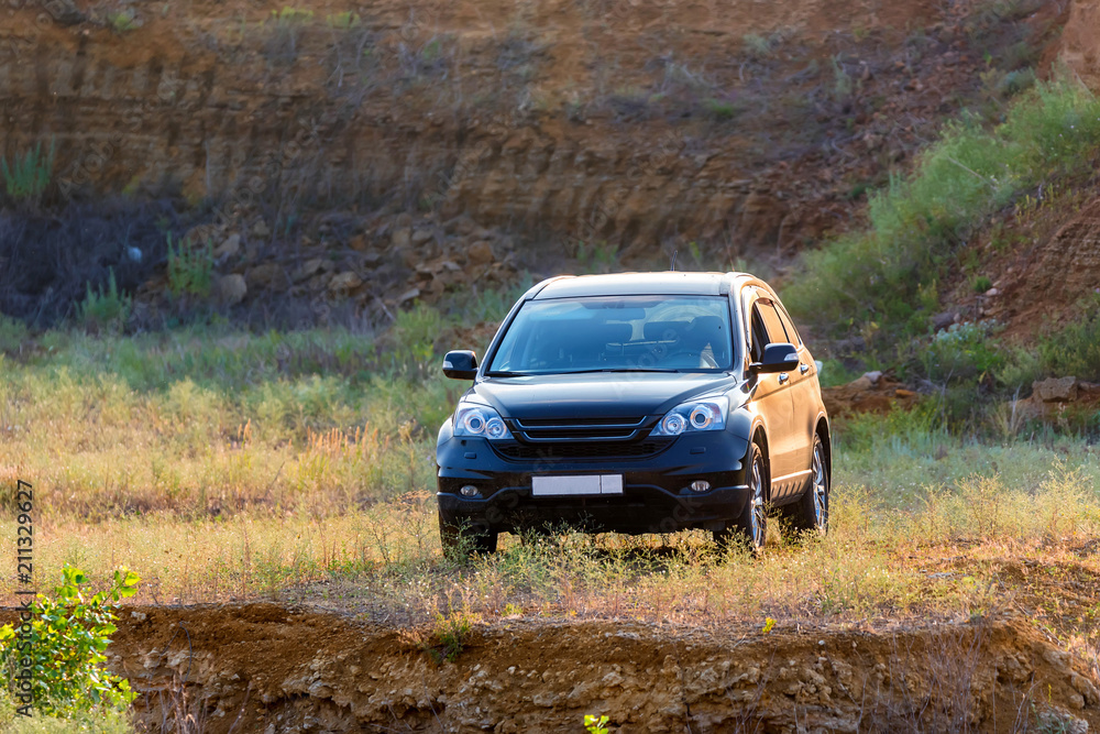 Fototapeta premium Crossover parked in the coutry
