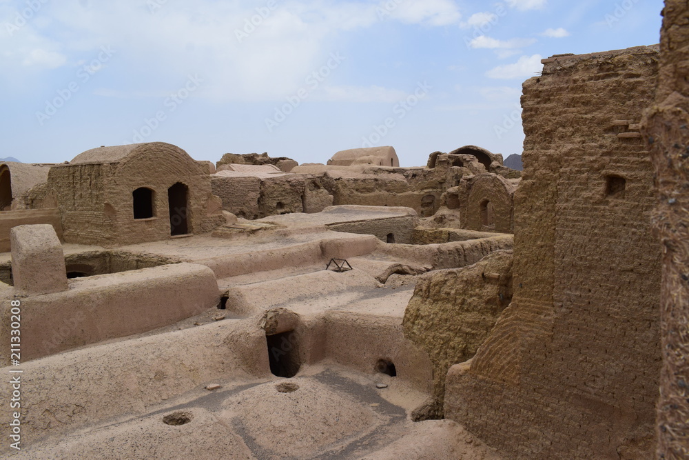 Abandoned houses in the city of Haranak. Ruins of clay. Iran. Abandoned houses in the city of Haranak. Ruins of clay. Iran.