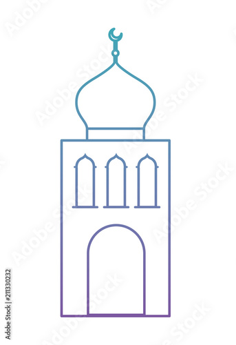 arabic castle tower with moon vector illustration design