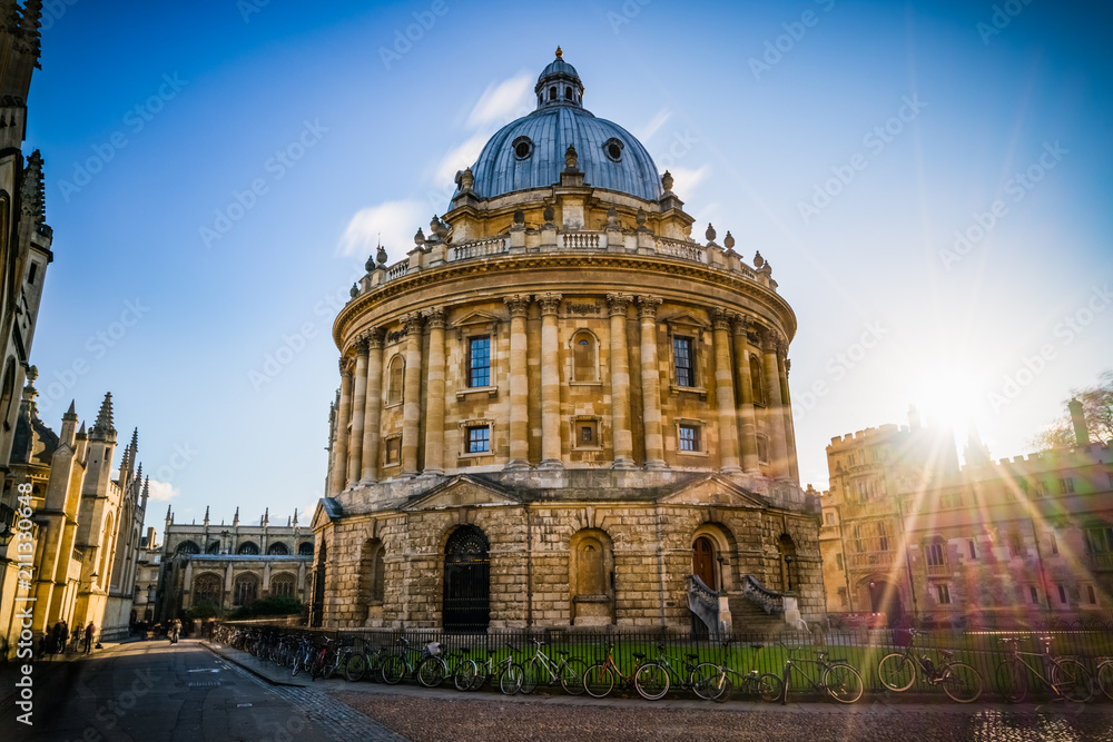 Library in Oxford at sunset, England 