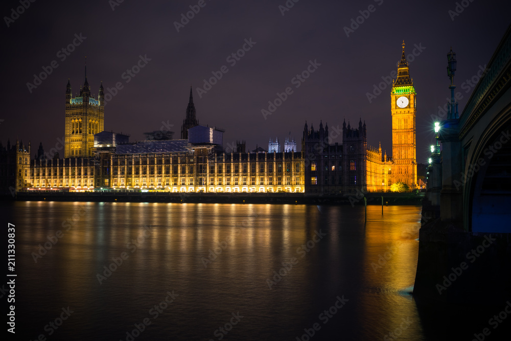 Big Ben and the Palace of Westminster in London. England