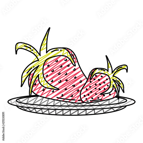 doodle delicious strawberries organic fruit in the tray