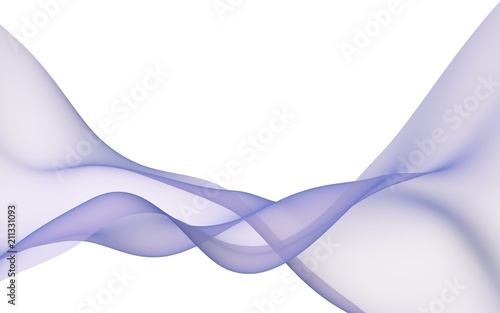 Abstract light purple wave. Bright light purple ribbon on white background. Purple scarf. Abstract light purple smoke. Raster air background. 3D illustration