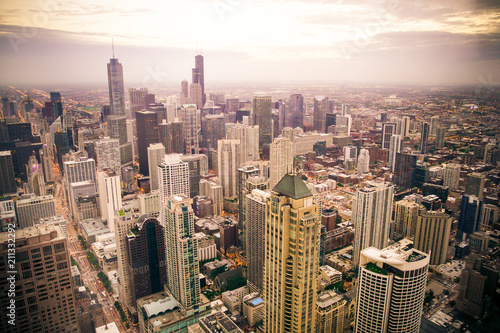 Chicago Illinois skyline cityscape seen from above   © littleny