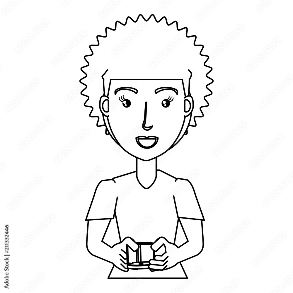 cartoon young woman using a cellphone over white background, vector illustration cartoon young woman using a cellphone over white background, vector illustration