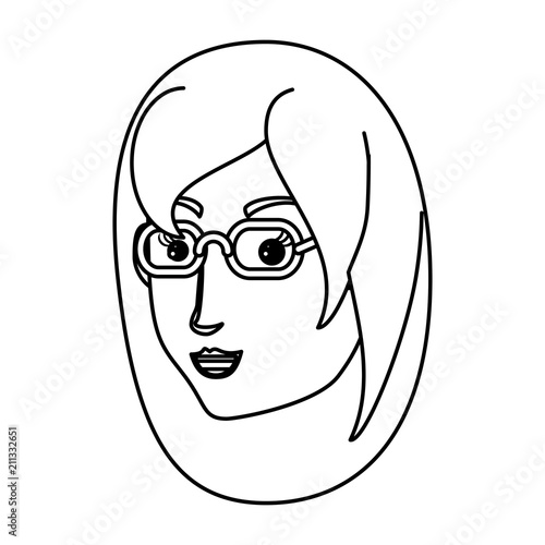 cartoon woman with glasses over white background  vector illustration