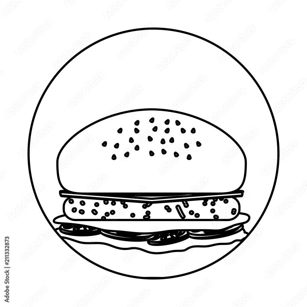 decorative circular frame with hamburger icon over white background, vector illustration decorative circular frame with hamburger icon over white background, vector illustration