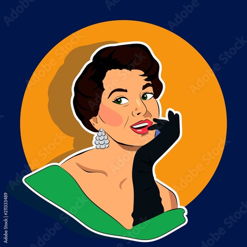Beaming Woman - Retro Clip Art