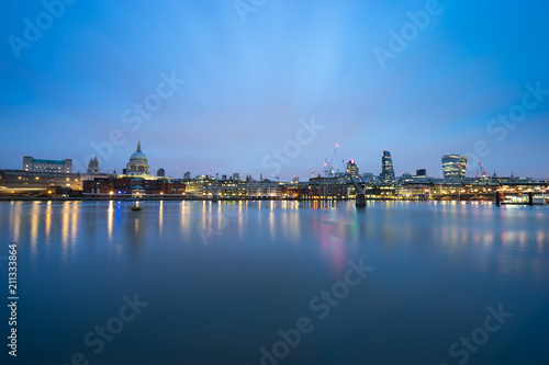 Panorama of London,Southwark bridge and St.Paul's cathedral viewed at sunrise