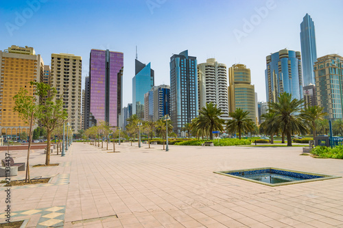 Panorama of modern skyscrapers in Abu Dhabi, United Emirates 