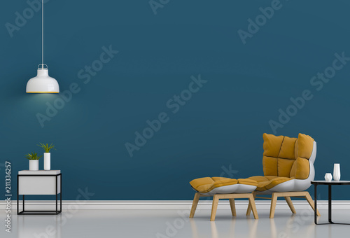 interior design for living area or reception with armchair,plant. 3d render