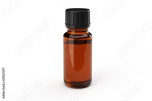 Brown medicine glass dropper bottle isolated