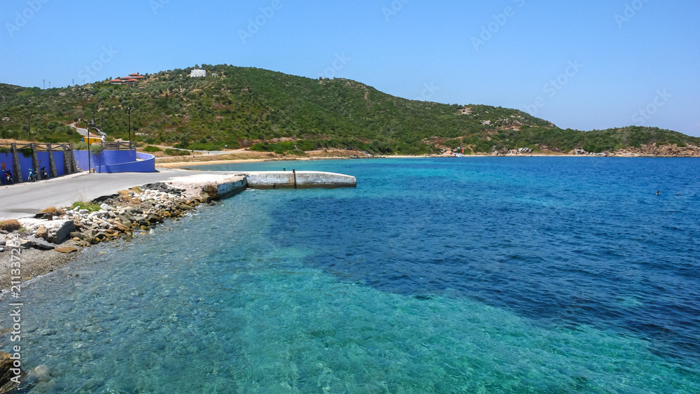 Coastline of Ammouliani island, Athos, Chalkidiki, Central Macedonia, Greece 