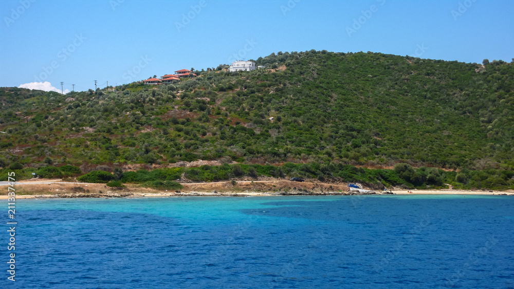 Coastline of Ammouliani island, Athos, Chalkidiki, Central Macedonia, Greece 