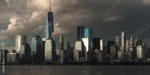 JUNE 4, 2018 - NEW YORK, NEW YORK, USA  - New York City Spectacular Sunset focuses on One World Trade Tower, Freedom Tower, NY
