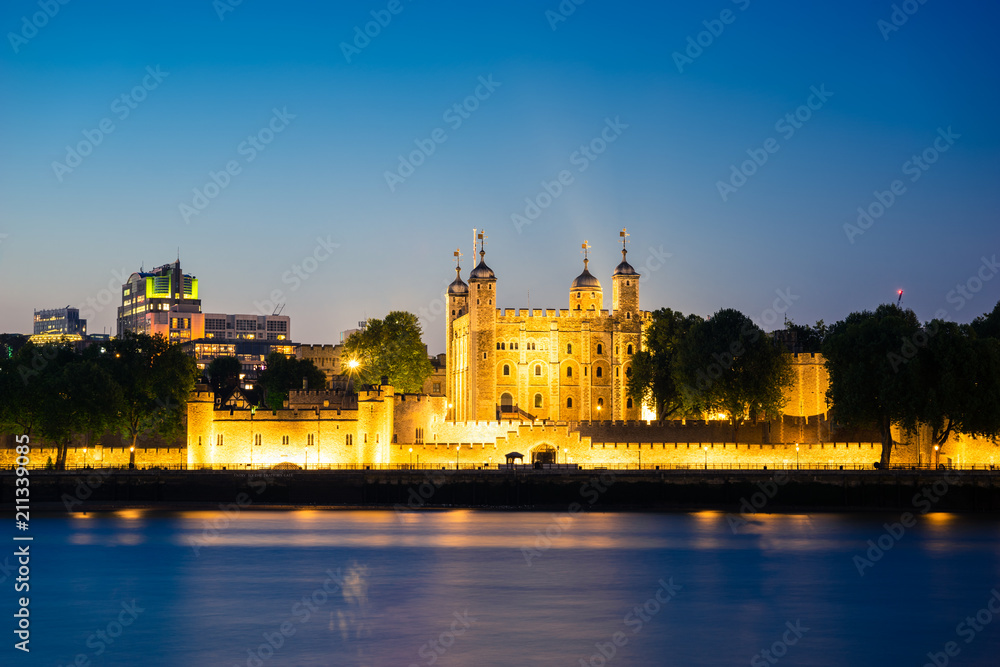 Tower of London at dusk, Great Britain