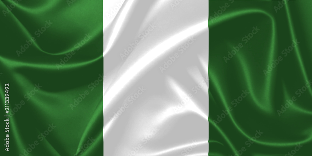 Illustration of Nigeria waving fabric flag