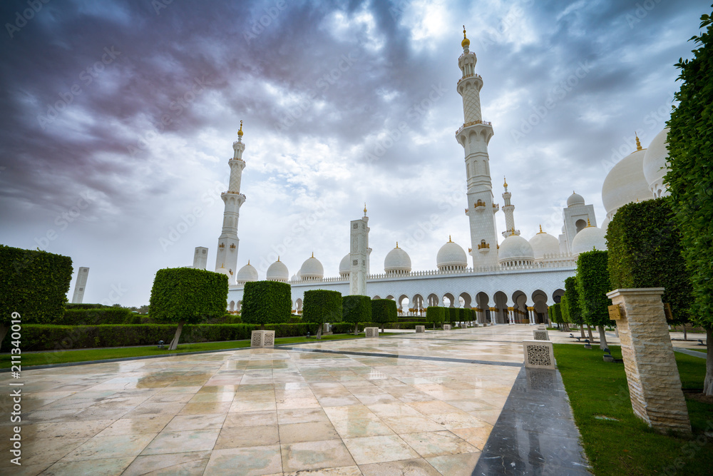 Sheikh Zayed Grand Mosque in Abu-Dhabi. United Arab Emirates