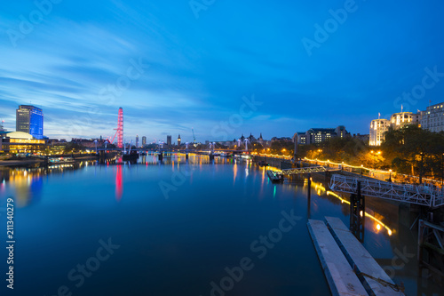 London skyline panorama at blue hour. UK