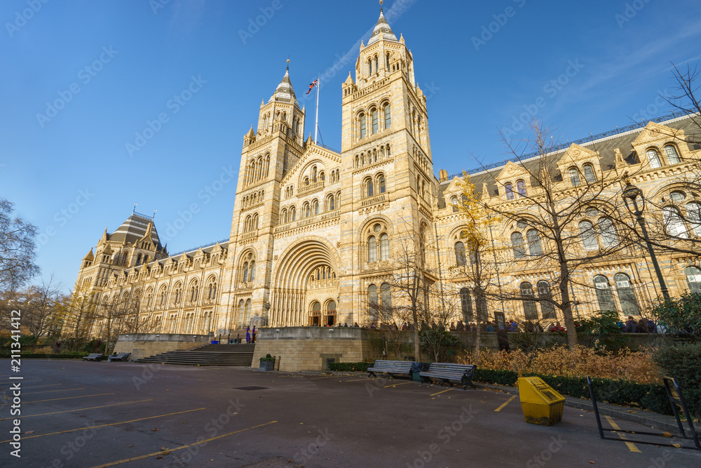 Natural History Museum of London in autumn sunny day, United Kingdom