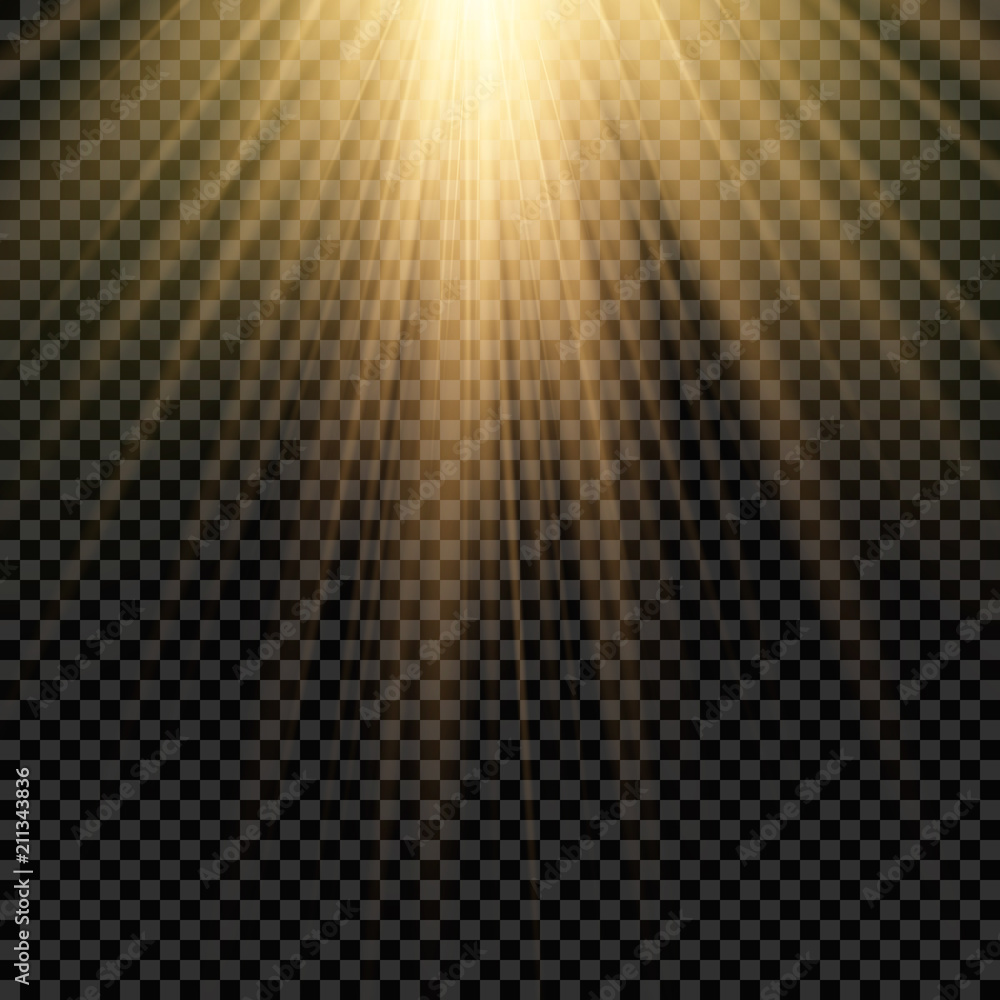 Light flare special effect with rays of light and magic sparkles. Glow transparent vector light effect set, explosion, glitter, spark, sun flash.