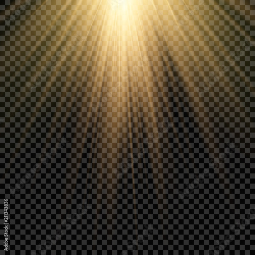 Light flare special effect with rays of light and magic sparkles. Glow transparent vector light effect set, explosion, glitter, spark, sun flash.