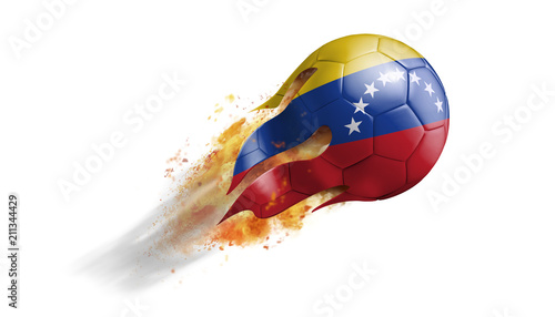 Flying Flaming Soccer Ball with Venezuela Flag