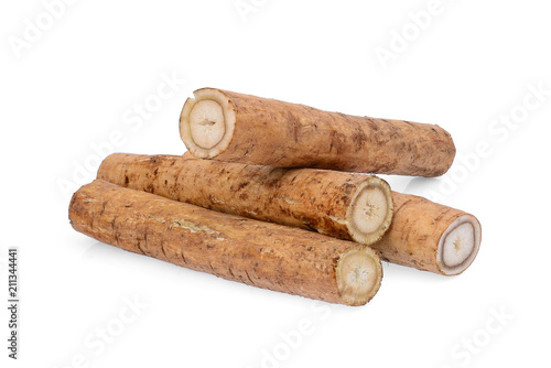 Foto burdock roots or kobo isolated on white background