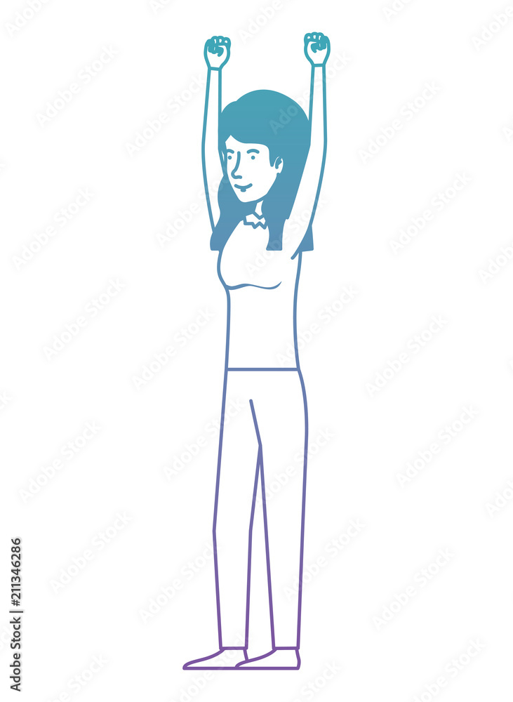 young woman celebrating with hands up character vector illustration design young woman celebrating with hands up character vector illustration design