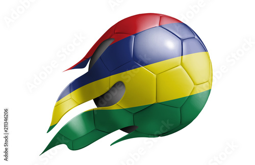 Flying Soccer Ball with Mauritius Flag