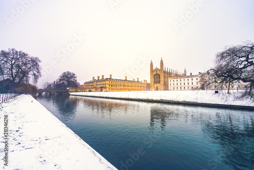 Winter scenery of Cambridge city in England 
