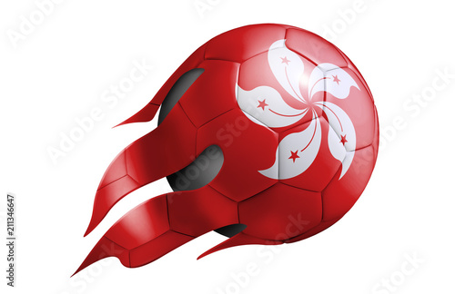 Flying Soccer Ball with Hong Kong Flag photo