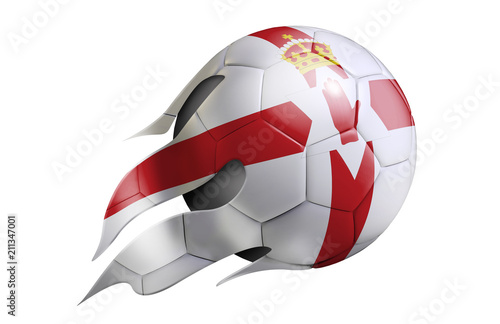Flying Soccer Ball with Northern Ireland Flag
