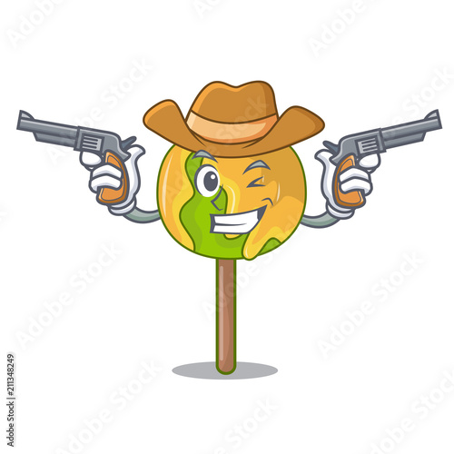 Cowboy candy apple character cartoon