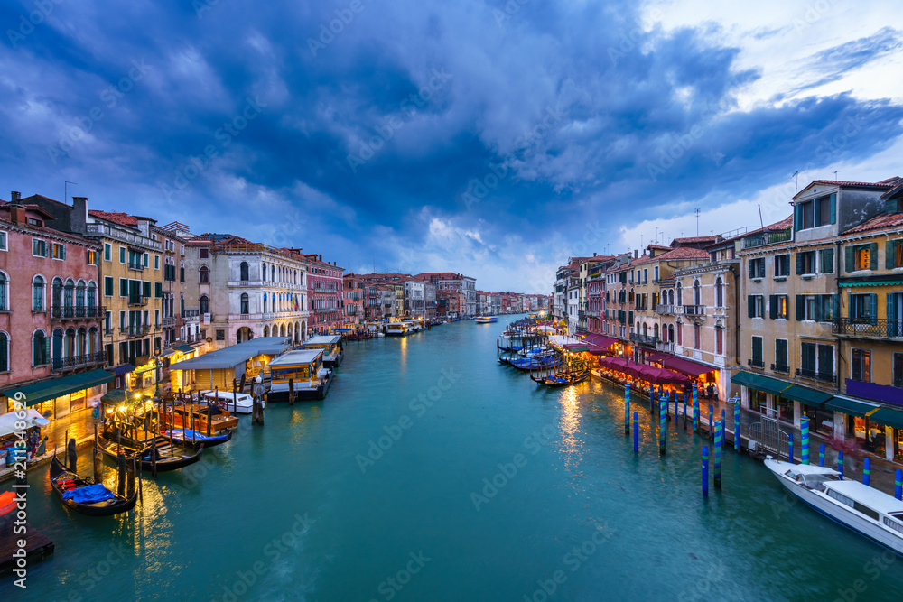 Grand Canal at dusk in Venice, Italy