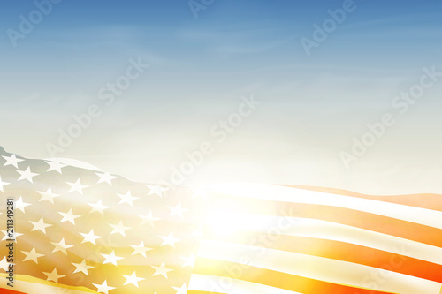 On Independence Day, July 4. American flag against the sky.